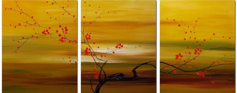 Dafen Oil Painting on canvas red flowers -set004 Dafen Oil Painting on canvas red flowers -set004
